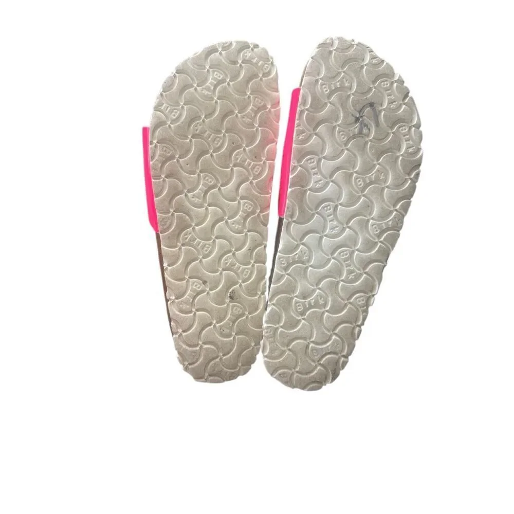 Birkenstock Womens Neon Pink Madrid Birko-Flor Patent Leather Slide Sandals Sz 8